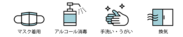 マスク・アルコール消毒・手洗いうがい・換気